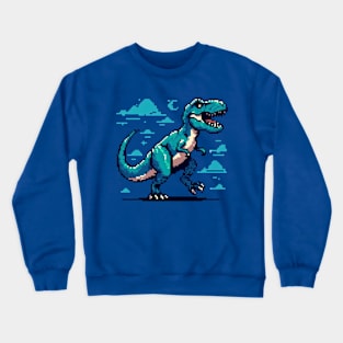 Blue T rex Pixel Crewneck Sweatshirt